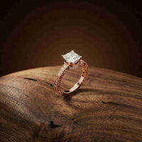 1.97Ct Moissanite Vintage Milgrain Emerald-Cut Halo Ring