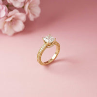 1.97Ct Moissanite Vintage Milgrain Emerald-Cut Halo Ring