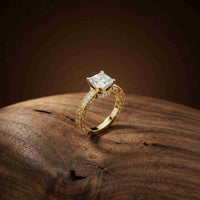 1.97Ct Moissanite Vintage Milgrain Emerald-Cut Halo Ring