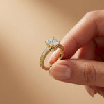 1.97Ct Moissanite Vintage Milgrain Emerald-Cut Halo Ring