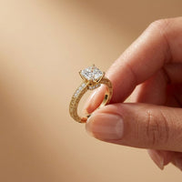 1.97Ct Moissanite Vintage Milgrain Emerald-Cut Halo Ring