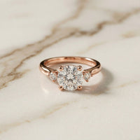 2.15Ct Moissanite Round Solitaire Three-Stone Ring