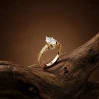 1.38Ct Moissanite Pear Cut Vintage Ring