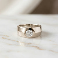 0.75Ct Moissanite Modern Bezel-Set Ring For Men's