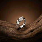 0.75Ct Moissanite Modern Bezel-Set Ring For Men's
