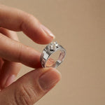 0.75Ct Moissanite Modern Bezel-Set Ring For Men's