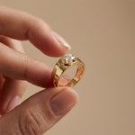 0.75Ct Moissanite Modern Bezel-Set Ring For Men's