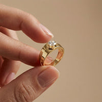 0.75Ct Moissanite Modern Bezel-Set Ring For Men's