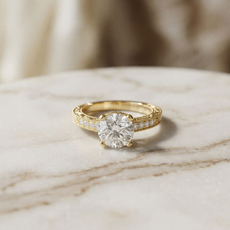 2.21Ct Moissanite Round Cut Vintage Ring