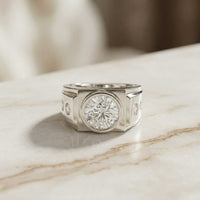 3.66Ct Moissanite Bold Bezel Ring For Men's