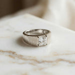 0.78Ct Moissanite Princess Textured Ring For Men's