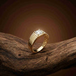 0.78Ct Moissanite Princess Textured Ring For Men's