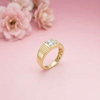 0.78Ct Moissanite Princess Textured Ring For Men's