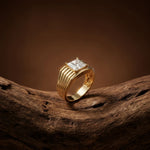 2.30Ct Moissanite Princess Cut Multi-Ridge Ring For Men's