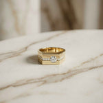 0.68Ct Moissanite Channel Accent Statement Ring For Men's