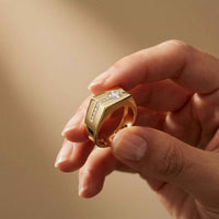 0.68Ct Moissanite Channel Accent Statement Ring For Men's