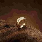 0.68Ct Moissanite Channel Accent Statement Ring For Men's
