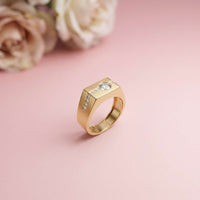 0.68Ct Moissanite Channel Accent Statement Ring For Men's