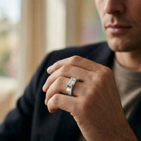 1.02Ct Moissanite Emerald Cut Minimal Ring For Men's