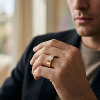 1.02Ct Moissanite Emerald Cut Minimal Ring For Men's