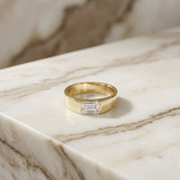 1.02Ct Moissanite Emerald Cut Minimal Ring For Men's