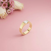 1.02Ct Moissanite Emerald Cut Minimal Ring For Men's