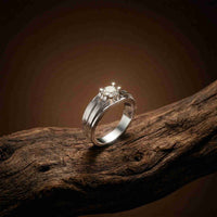 0.75Ct Moissanite Split Shank Solitaire Ring For Men's