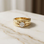 0.75Ct Moissanite Split Shank Solitaire Ring For Men's