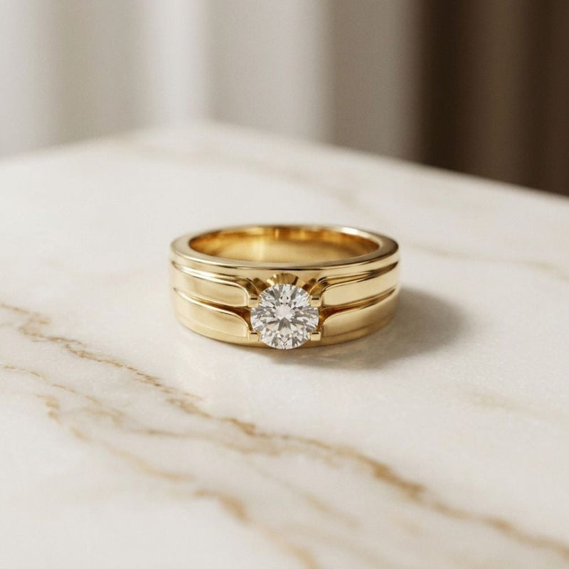 0.75Ct Moissanite Split Shank Solitaire Ring For Men's
