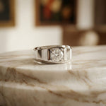 0.75Ct Moissanite Bold Bezel Set Solitaire Ring For Men's