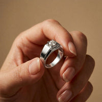 0.75Ct Moissanite Bold Bezel Set Solitaire Ring For Men's