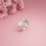 0.75Ct Moissanite Bold Bezel Set Solitaire Ring For Men's
