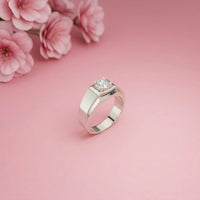 0.75Ct Moissanite Bold Bezel Set Solitaire Ring For Men's