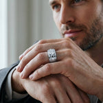 0.75Ct Moissanite Angular Groove Ring For Men's