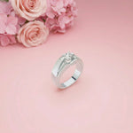 0.75Ct Moissanite Angular Groove Ring For Men's