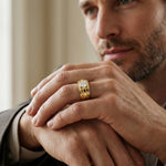 0.75Ct Moissanite Angular Groove Ring For Men's