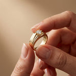 0.75Ct Moissanite Angular Groove Ring For Men's