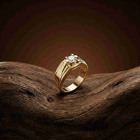 0.75Ct Moissanite Angular Groove Ring For Men's