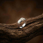 0.75Ct Moissanite Textured Groove Ring For Men's