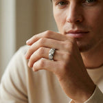0.75Ct Moissanite Textured Groove Ring For Men's