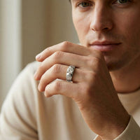 0.75Ct Moissanite Textured Groove Ring For Men's