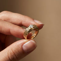 0.75Ct Moissanite Textured Groove Ring For Men's