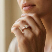 1Ct Moissanite Oval Cut Three-Stone Vintage Ring
