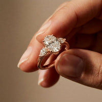3.1Ct Moissanite Oval Cut Three-Stone Elegance Ring