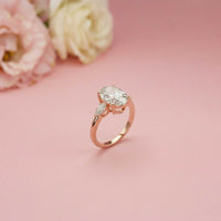 3.1Ct Moissanite Oval Cut Three-Stone Elegance Ring