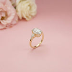 3.1Ct Moissanite Oval Cut Three-Stone Elegance Ring