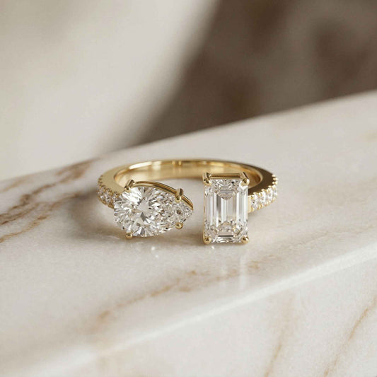 2.1Ct Moissanite Marquise & Emerald Cut Ring
