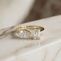 2.1Ct Moissanite Marquise & Emerald Cut Ring
