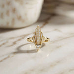0.57Ct Moissanite Geometric Fan Gold Ring