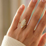 0.57Ct Moissanite Geometric Fan Gold Ring